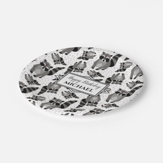 Raccoons Custom Birthday Party Papieren Bordje (Gekanteld)