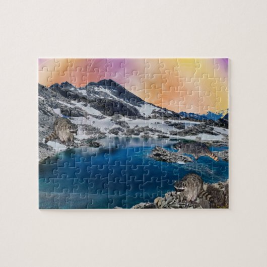 Raccoons die blij zijn met de dag Jigzaag Puzzle Legpuzzel (Horizontaal)