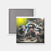 Raccoons die pokeren magneet (Voorkant / Achterkant)