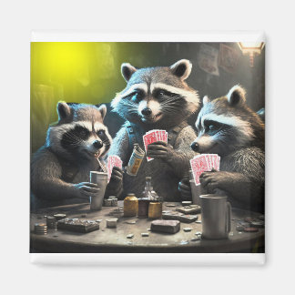 Raccoons die pokeren magneet