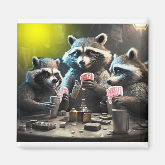 Raccoons die pokeren magneet (Voorkant)