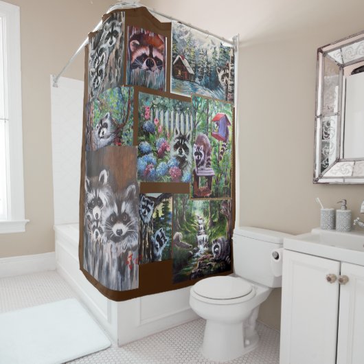 Raccoons Galore Shower Curtain Douchegordijn (In situ)