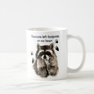 Raccoons hebben voetafdrukken achtergelaten op mij koffiemok