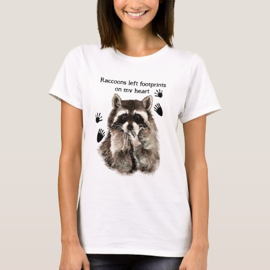 Raccoons hebben voetafdrukken achtergelaten op mij t-shirt (Voorkant)