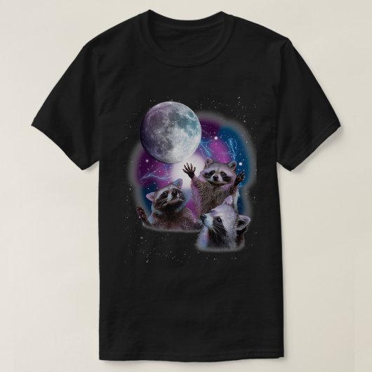 Raccoons Howling bij het Shirt Moon Funny Raccoon  (Design voorkant)