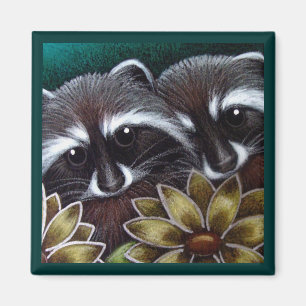 RACCOONS IN DE GARDEN Magnet