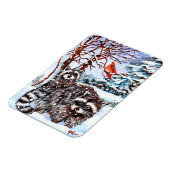 Raccoons in de sneeuw magneet (Linkerzijde)