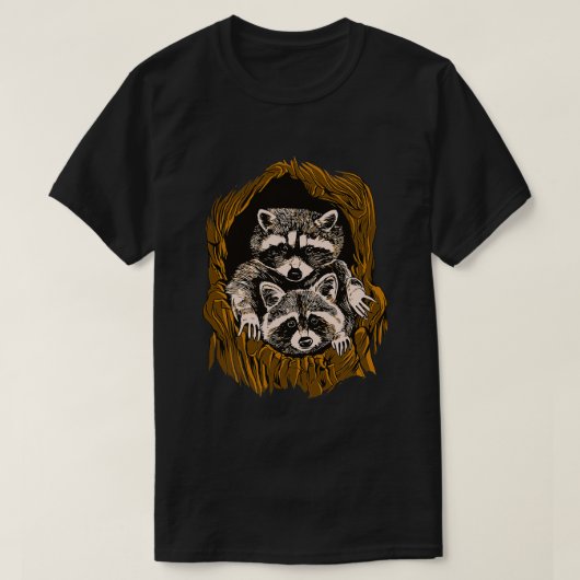 Raccoons in een boom t t-shirt (Design voorkant)
