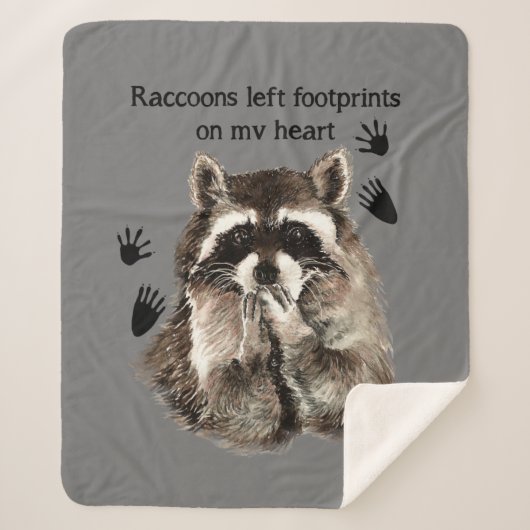 Raccoons links voetafdrukken op mijn hartendiercit sherpa deken (Voorkant)