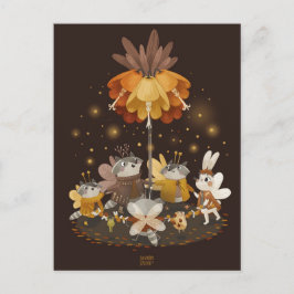 Raccoons Magic Flower van Alexandra Dikaia Briefkaart