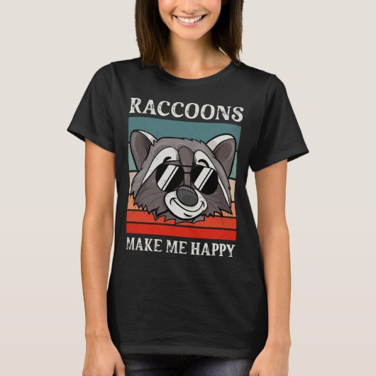 Raccoons maken me blij met een  terugloop t-shirt (Voorkant)