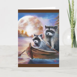 RACCOONS ROEIBOOT BLANK WENSKAART FEESTDAGEN KAART