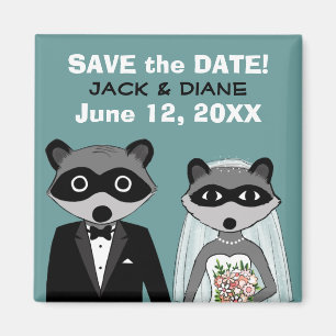 Raccoons Wedding Save the Date Magneet