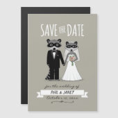 Raccoons Wedding Save the Date Magnetische Uitnodiging (Voorkant / Achterkant)