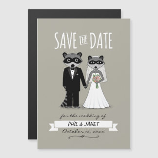 Raccoons Wedding Save the Date Magnetische Uitnodiging