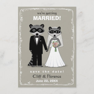 Raccoons Wedding Save the Date (Warm Grey)