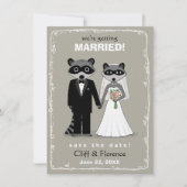 Raccoons Wedding Save the Date (Warm Grey) (Voorkant)