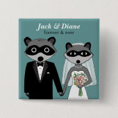 Raccoons Wedding Vierkante Button 5,1 Cm (Voorkant)