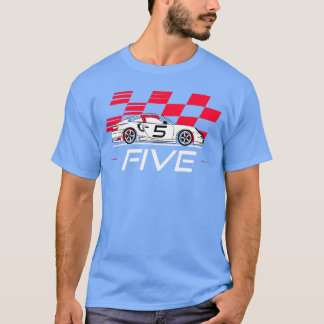 Race 5e verjaardag vijf jaar oude jongensfeestje t-shirt
