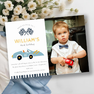 Race aan over RaceCar Foto elke zondag uitnodigen Bedankkaart