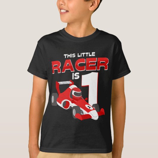 Race auto 1e verjaardag kostuum Deze kleine racer T-shirt (Voorkant)
