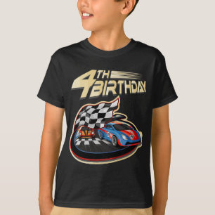Race auto 4e verjaardag 4 jaar oude geschenken t-shirt