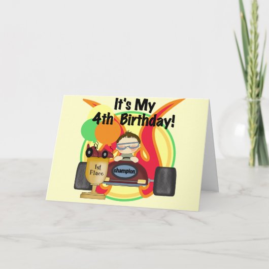 Race Auto 4e verjaardag Tshirts en geschenken Kaart (Voorkant)