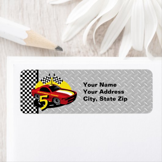 Race auto 5e verjaardag label (Insitu)