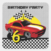 Race auto 6e Verjaardag Sticker (Voorkant)