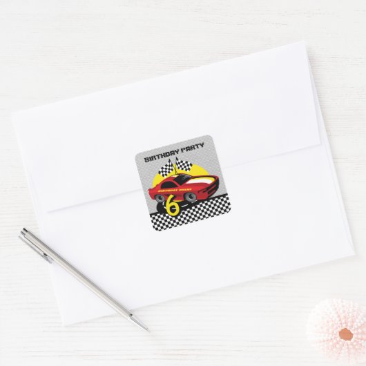 Race auto 6e Verjaardag Sticker (Envelop)