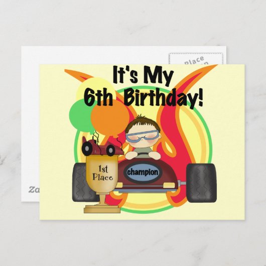 Race Auto 6e Verjaardag Tshirts en geschenken Briefkaart (Voorkant / Achterkant)