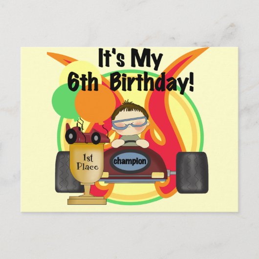 Race Auto 6e Verjaardag Tshirts en geschenken Briefkaart (Voorkant)