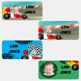 Race auto aangepaste foto labels