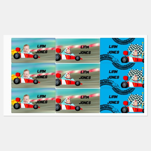 Race auto aangepaste foto labels (Vel)