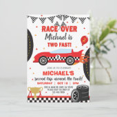 Race-auto, auto's, racende jongen, tweede verjaard kaart (Staand voorkant)