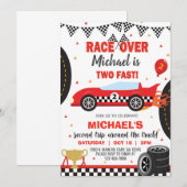 Race-auto, auto's, racende jongen, tweede verjaard kaart (Voorkant / Achterkant)