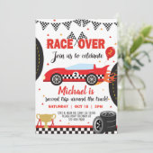 Race-auto, auto's, racende jongen, tweede verjaard kaart (Staand voorkant)