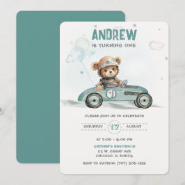 Race Auto Baby Beer 1e Verjaardag Kaart