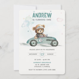 Race Auto Baby Beer 1e Verjaardag Kaart