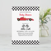 Race auto baby jongen douche uitnodiging (Staand voorkant)