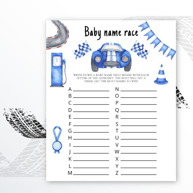 Race auto baby shower - Baby naam race spel (Creator heeft geüpload)