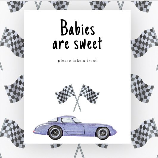 Race auto baby shower - Baby's zijn lief Poster