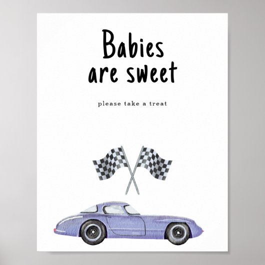 Race auto baby shower - Baby's zijn lief Poster (Voorkant)