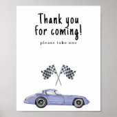 Race auto baby shower Bedankt voor uw komst Poster (Voorkant)