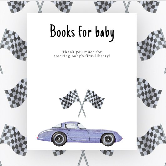 Race auto baby shower Boeken voor baby Poster