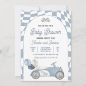 Race auto Baby shower Boy Blue Race autodouche Kaart (Voorkant)
