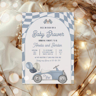Race auto Baby shower Boy Blue Race autodouche Kaart