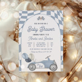 Race auto Baby shower Boy Blue Race autodouche Kaart