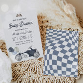 Race auto Baby shower Boy Blue Race autodouche Kaart