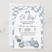 Race auto Baby shower Boy Blue Race autodouche Kaart (Voorkant)